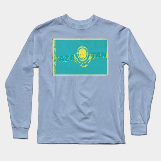 Kazakhstan Vintage style retro souvenir Long Sleeve T-Shirt by DesignerPropo